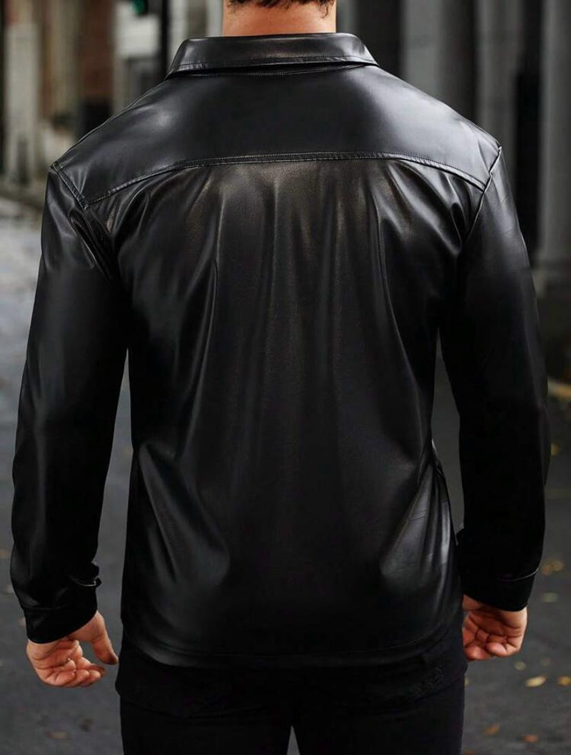 PU-Leder Overshirt „Urban Noir“ – Schwarze Hemdjacke im Streetstyle-Look