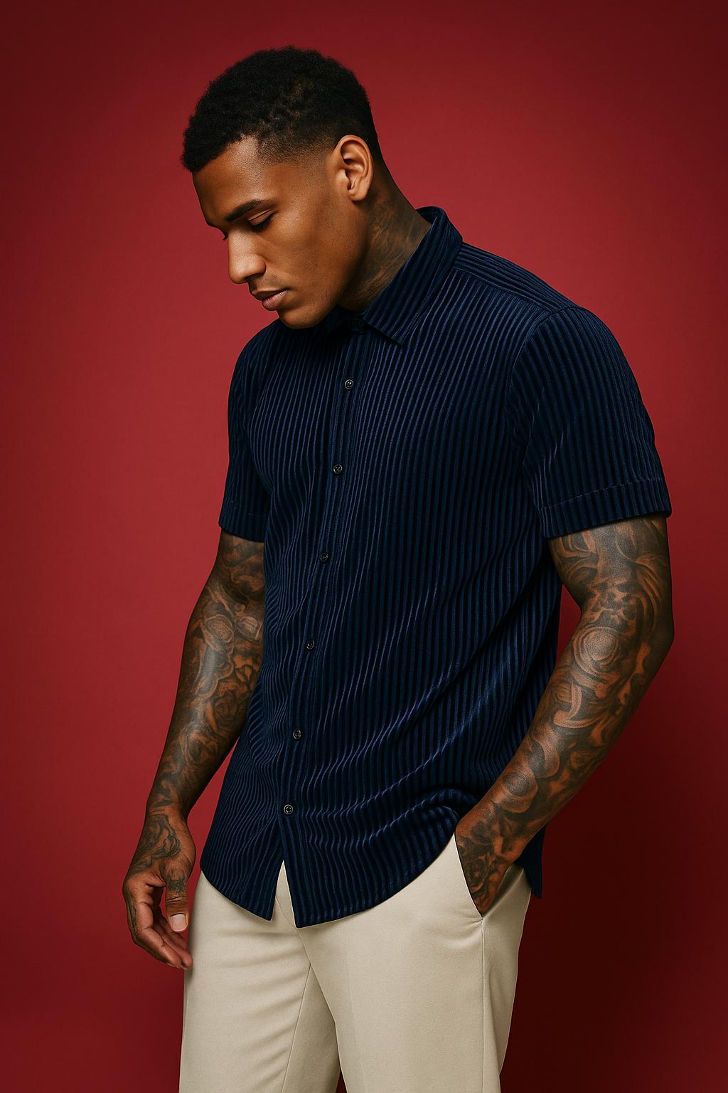 “CETO Midnight Sway” – Velvet Party Shirt