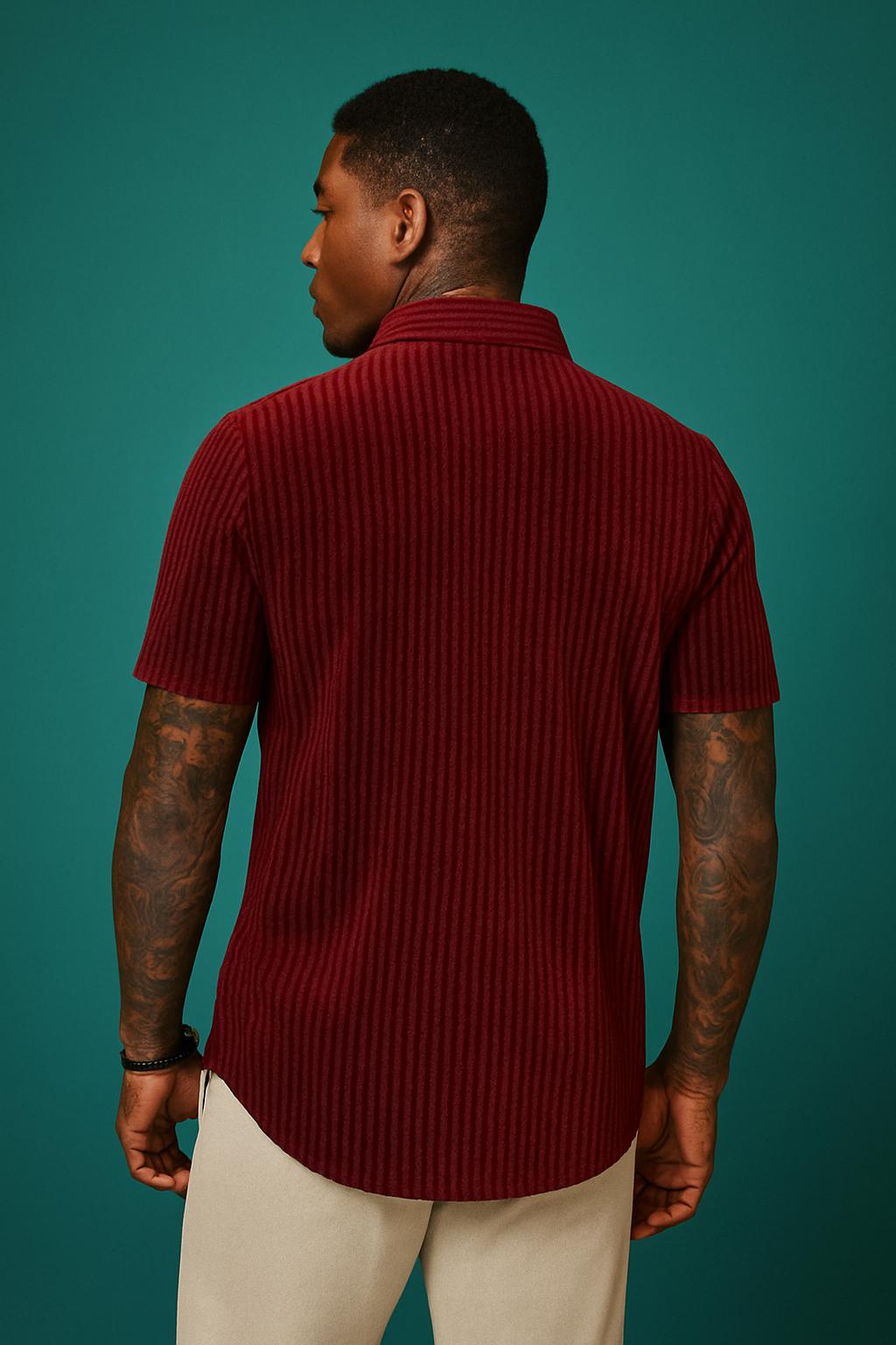 “CETO Crimson Rhythm” – Velvet Party Shirt