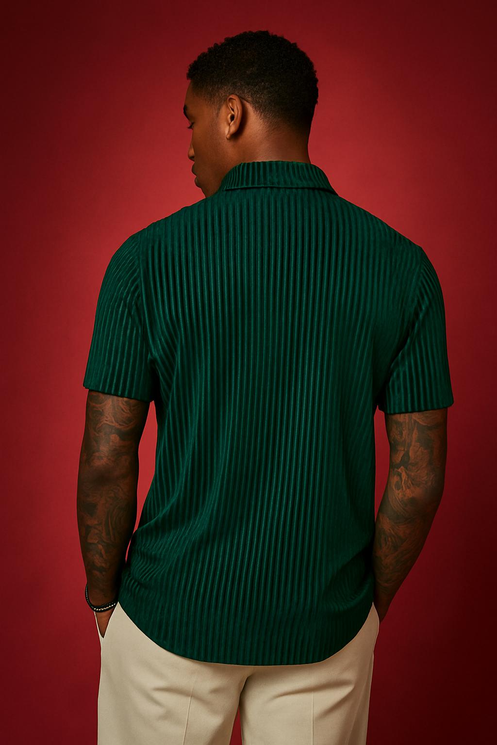 “CETO Emerald Pulse” – Velvet Party Shirt