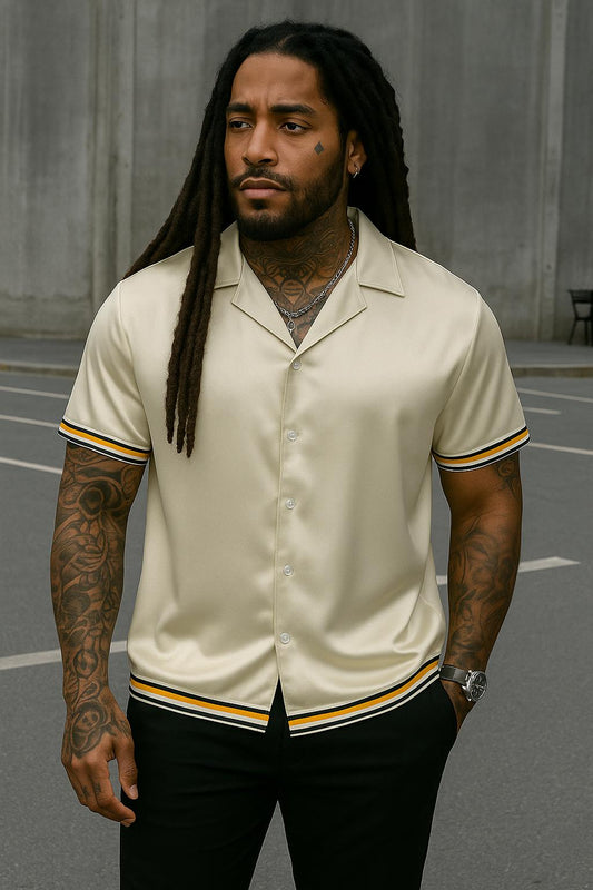 “CETO Silk Sand” – Casual Satin Shirt