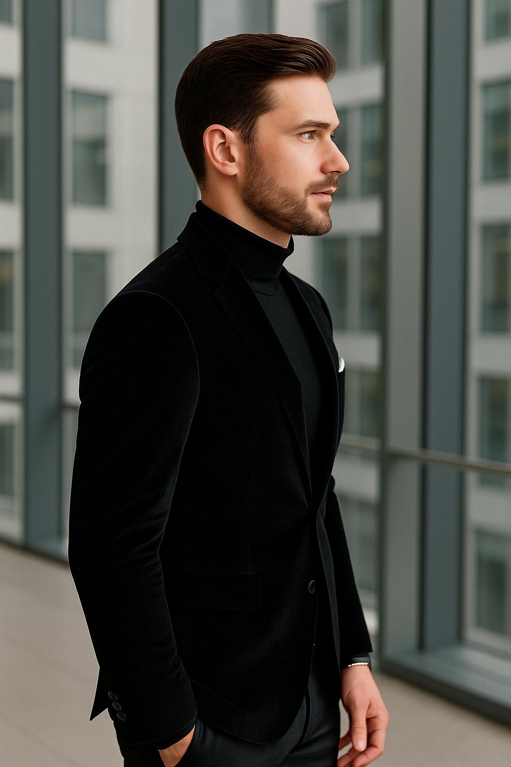 „Luciano“ – Eleganter Samtblazer mit Reverskragen