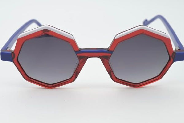Sossa “OctaPop” – Sonnenbrille mit achteckigem Rahmen in Red/Blue und Black/Red