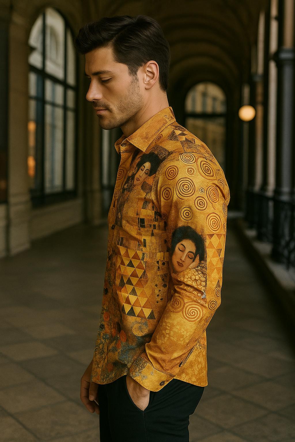 Exklusives Herrenhemd im Gustav-Klimt-Stil – Ceto Bu Lahong Design | bügelfrei & aus edler Baumwolle